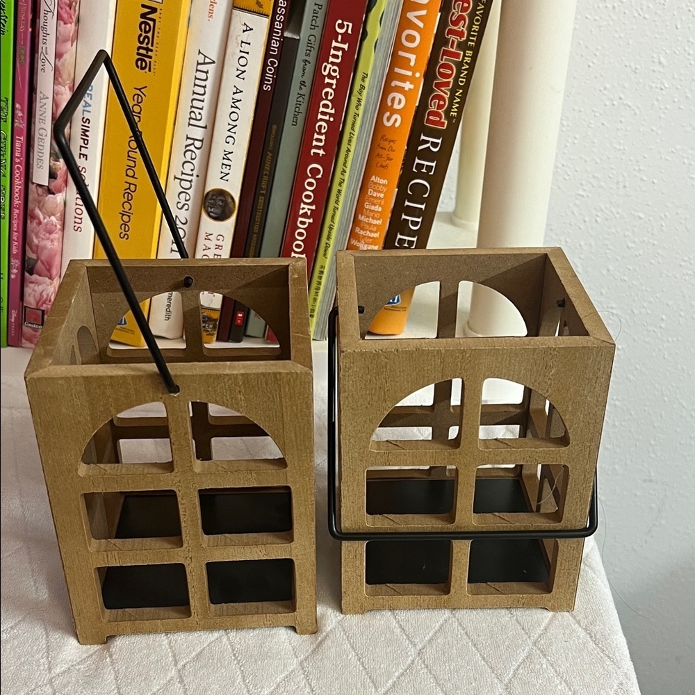 Wooden Lantern Candle Holders set of 2